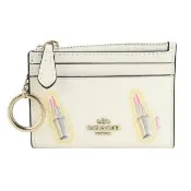 【COACH】立體馬車PVC卡夾鑰匙零錢包(展示品/口紅)