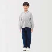 【MUJI 無印良品】兒童裏毛拉鍊連帽外套(灰色/淺米/深藍)
