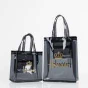 ♥果凍皇冠♥ 英倫名品 Harrods 大容量防水PVC購物袋 英倫風情哈洛德 手提袋便當袋 A4書袋 手提包 單肩女包