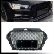 適用於2014-2016款Audi奧迪A3 S3 8V 改裝RS3款水箱罩 蜂窩前保桿中網格柵亮黑色水箱護罩