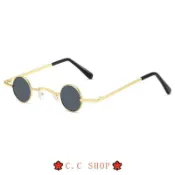 🍁C.C SHOP🍁  抗uv400 夏天 出國 當季  民國風金屬圓框墨鏡圓形復古太子鏡朋克嘻哈超小框太陽鏡英倫復