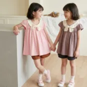 100%棉 夏日渡假風 可愛小領結 娃娃裝🌷女童短袖上衣0517 天晴童裝