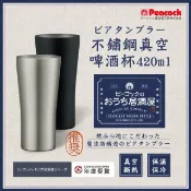 【HOTAI購】【日本孔雀Peacock】不鏽鋼真空斷熱 居酒屋 保冷保溫 啤酒杯 鋼杯420ML #夏日出遊 #涼夏