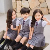 🔥免運🔥學院英倫風班服 國小制服 兒童畢業禮服 兒童短袖襯衫 幼稚園小禮服西裝馬甲 幼稚園畢業禮服 兒童演講比賽服裝