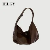 IELGY 女士托特包 軟皮通勤休閒大容量黑色餃子包
