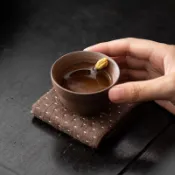 茶杯 主人杯 茶具 手捏巖泥祥雲聞香杯粗陶茶杯主人杯單個功夫小茶碗茶具茶盞品茗杯