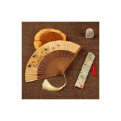 (店+)扇子古風折扇紙扇男女夏天便攜折疊隨身雙面復古國風空白黃面竹扇 【澄居好物】