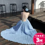 【梨卡】隔日到貨 女裝 洋裝 長裙 禮服 顯瘦長裙 度假洋裝 露背吊帶 收腰長裙 純欲風洋裝 C6658【現貨24H】