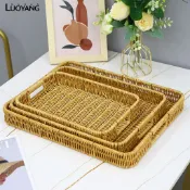 洛陽牡丹 手工編織仿藤塑膠圓形水果籃子零食麵包收納籃家用收納雜物儲物筐