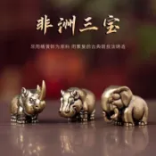 純銅非洲三寶 犀牛河馬 大象小擺件 手把件 動物家居 茶寵辦公桌面飾品