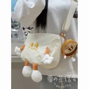 大容量單肩包 餃子包 韓國ins風可愛卡通奶酪斜挎包 日系軟妹少女學生單肩包包女餃子包 帆布包 手提包