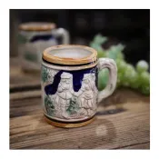 德國老件.迷你啤酒杯.浮雕房屋樹人物裝飾.茶杯.小擺件#收藏品
