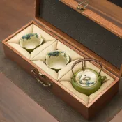 【COZY】手繪小青柑雛菊提梁壺一壺二杯家用新款泡茶器手繪釉下彩功夫茶具