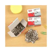(店+)憶香許快樂購 辦公 文具 鍍鎳圖釘 紙盒裝 平頭10mm 圖釘 80粒 沙發釘 牆紙釘 裝飾 強力固定 工字釘 大頭釘