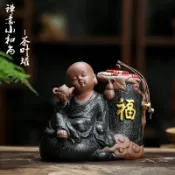 銀聯網日用品生活館 禪意紫砂小和尚茶葉罐創意儲物罐密封罐通用罐茶具配件茶倉筆筒1入