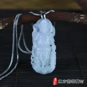 翡翠韋馱菩薩項鍊玉珮（韋馱菩薩：韋馱菩薩牌A貨翡翠韋馱菩薩玉珮、緬甸玉韋馱菩薩玉墜）。淡綠色糯種韋馱菩薩，GY1570