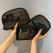 日系化妝收納🔥新款專櫃贈品香奈兒化妝包女便攜小隨身高顏值網紗化妝品收納