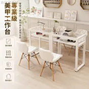 美甲桌 鋼化玻璃工作台 日式美甲桌 單人美容桌 雙人大理石紋工作檯 美甲店專用 簡約風格 純白透明 80-160公分尺寸
