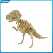 Lingoer 有趣的 3D 仿真恐龍骨架拼圖 DIY 木製兒童益智玩具