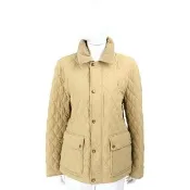 【BURBERRY 巴寶莉】燈芯絨領 格紋襯裡 巴恩風格衍縫外套 夾克-卡其色