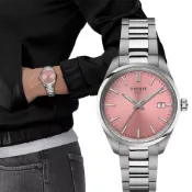 TISSOT 天梭 官方授權 PR100 簡約時尚女錶 百貨周年慶-櫻花粉紅/34mm T1502101133100