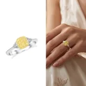 【AURORA 歐羅拉】30分天然黃彩鑽 PT950 鉑金台 鑽戒 品味(Fancy Light Yellow/VS2)