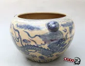 銀聯網日用品生活館 景德鎮陶瓷器 仿古青花龍缸金魚缸睡蓮碗蓮烏龜缸 養魚盆荷花水缸1入