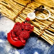 【財神小舖】硃砂 麒麟 神獸 元寶 招財鑰匙圈(已開光  招財 避邪 擋煞 化煞 開運)