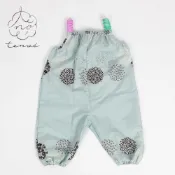 tenoe自然風印花 幼童遊戲服 玩沙衣 含收納袋 防水吊帶褲 戲水 玩沙 防水 畫畫衣 玩沙褲 - 小花車遊行
