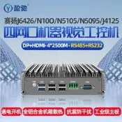 含稅微型工控電腦主機2.5G四網口無風扇嵌入式機器視覺工控機四核J4125/J6426/N5095/N100/N510