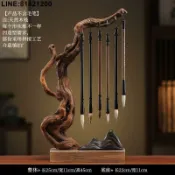 匠人木業 免運 開立發票 創意杜鵑根原木根雕毛筆架樹根文房四寶辦公家用筆掛擺件裝飾品