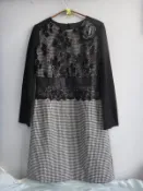 楹 ~ 全新 正品 ELINA CREATEUR 依瑤 黑色千鳥紋 蕾絲洋裝 size: 9
