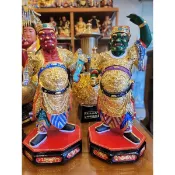 【修緣佛像文物館】8寸8千里眼順風耳一對 神像 神明 佛像 神尊 江西小葉樟雕刻