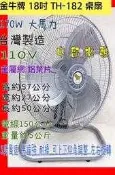 『中部批發』金牛牌 (強力型) 18吋 通風扇 工業扇 電風扇 桌扇  座地扇 (台灣製造)