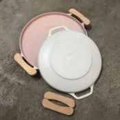 韓式燒烤盤 麥飯石煎盤 戶外露營便攜 卡式爐電磁爐通用 雙色可選 木柄煎鍋