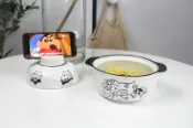 協貿國際日用品生活7館 辣筆小薪陶瓷泡面碗 螺螄粉碗蓋子可當手機支架 也可當小碗