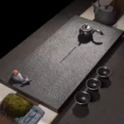 鼎盛貿易行 天然烏金石茶盤家用石頭小型干泡茶臺石板辦公室用功夫茶托盤