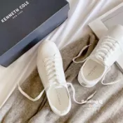 Kenneth Cole 真皮 KC小白鞋 鞋後金條 皮革 休閒鞋