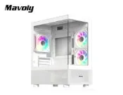 Mavoly 松聖 4070 電腦機殼 白色 MATX 全景設計 CPU最高165mm 顯卡最長345mm 無立柱海景玻