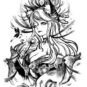 發2張【高級狐耳彼岸花藝妓】真實感半永久刺青圖案草本紋身貼