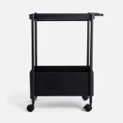 (店+)【HOLA】PALETTE鐵製烤漆附把手邊几推車 瑪瑙黑