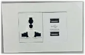 奇酷拼 雅白,萬用插座搭雙USB插座面板,USB可充電,三孔插座面板,usb插座X2面板
