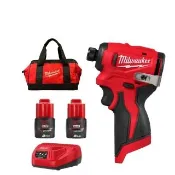 【Milwaukee 美沃奇】12v鋰電無刷衝擊起子機電鑽 M12BLIDRC(M12 BLIDRC主機+2.0鋰電池兩顆+充電器+提袋)