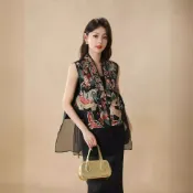 騰達百貨 快速出貨 新中式中國風唐裝黑色馬甲外套女夏季馬夾背心獨特超好看坎肩上衣