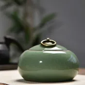全球選品1館 生活百貨 哥窯紫砂密封茶葉罐陶瓷茶盒茶倉旅行儲物罐普洱罐存茶罐茶具茶葉