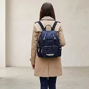BURBERRY  The Rucksack軍旅中型白字LOGO尼龍後背包(深藍)
