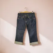 *♡*Levi's/藍色/微低腰.反摺七分牛仔褲/適M/近全新/二手《Anna的百寶箱》