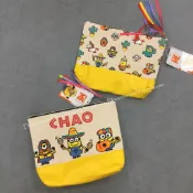 大阪環球影城 小小兵 小黃人 帆布 皮革 拼接 墨西哥 拉丁 度假風 雙面圖案 化妝包 萬用包 隨身包 收納包 筆袋