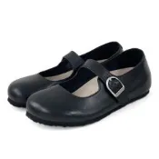Birkenstock Santa Clarita 真皮單扣一字帶瑪莉珍鞋 女 黑色 勃肯一般寬淺口娃娃鞋 復古平底休閒小皮鞋 1030191