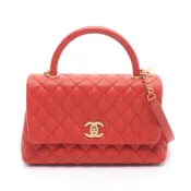 【DOKODEMO】【二手】香奈兒 (Chanel) Coco Handle 29TOP翻蓋包，絎縫工藝，2WAY A92991RED魚子醬紋小牛皮（粒面小牛皮），Coco Handle 絎縫工藝，2WAY 鏈條肩帶